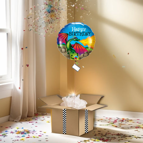 BOX BALLON ROND DRAGON ANNIVERSAIRE - TRESOR SURPRISE - TRÉSOR SURPRISE