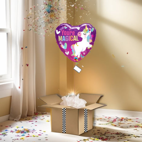 BOX BALLON COEUR YOU'RE MAGICAL LICORNE DEGRADE VIOLET - TRESOR SURPRISE - TRÉSOR SURPRISE