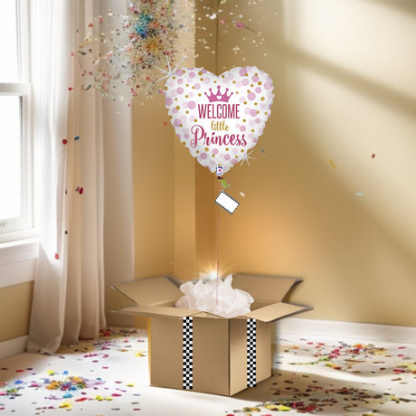 BOX BALLON COEUR ROSE ET BLANC WELCOME LITTLE PRINCESS - TRESOR SURPRISE - TRÉSOR SURPRISE