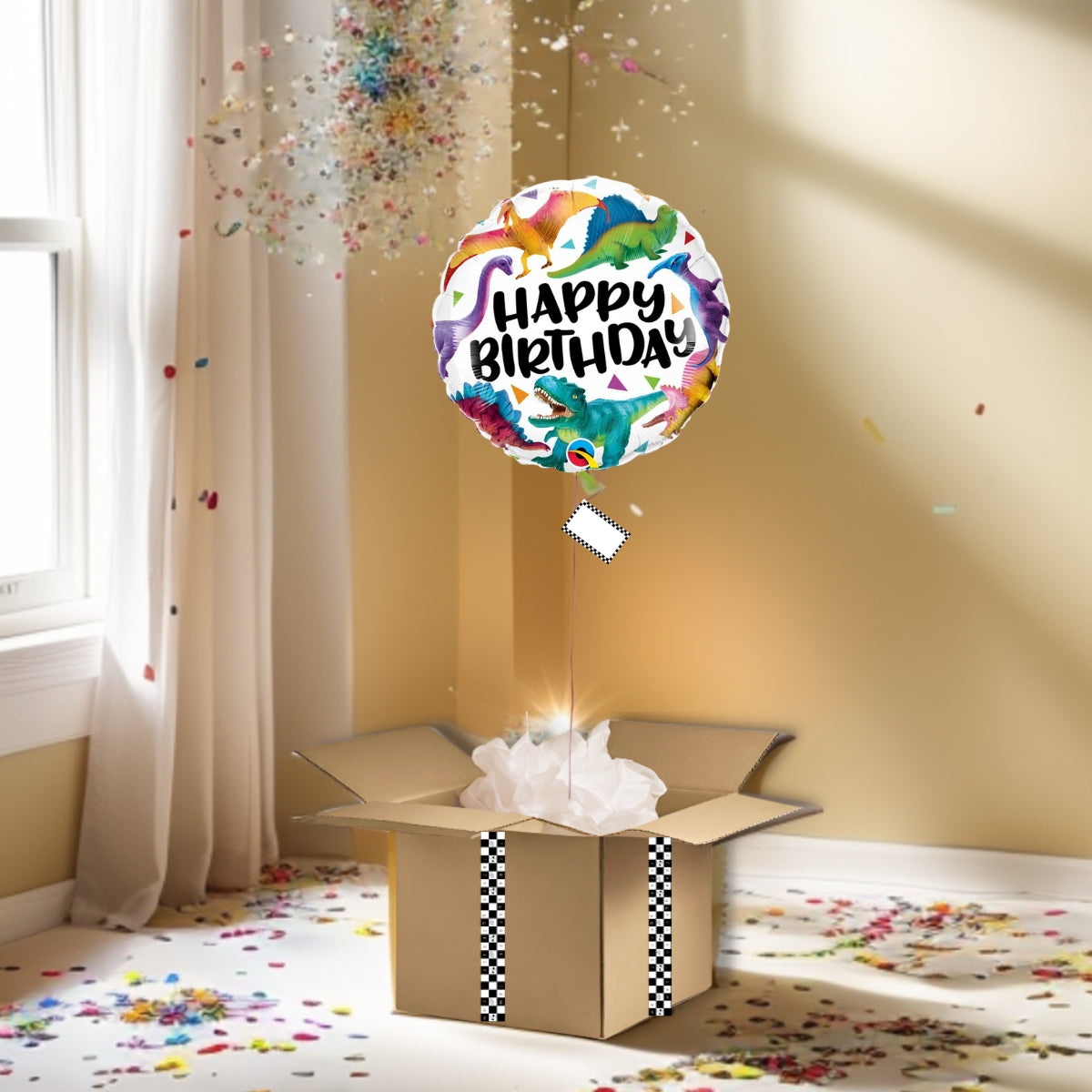 BOX BALLON ROND HAPPY BIRTHDAY DINOSAURE VARIETE - TRESOR SURPRISE - TRÉSOR SURPRISE